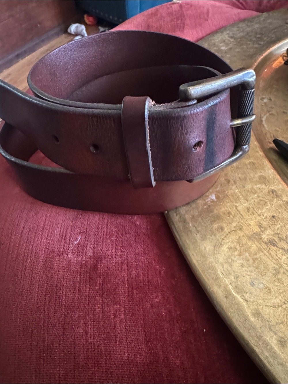 Banana Republic Dark Brown Leather Belt with Metal Buckle